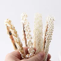 Korean Woven Pearl Thin Headband Wholesale Nihaowholesale main image 1