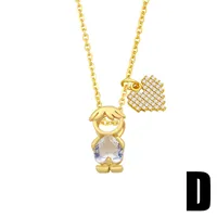 Zircon Boy Girl Pendant Copper Necklace Wholesale Nihaowholesale sku image 4