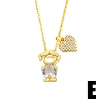 Zircon Boy Girl Pendant Copper Necklace Wholesale Nihaowholesale sku image 5