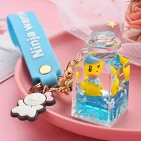 Cute Quicksand Little Yellow Duck Dinosaur Perfume Bottle Acrylic Keychain Wholesale Nihaowholesale main image 3