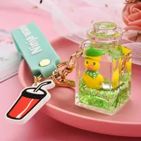 Cute Quicksand Little Yellow Duck Dinosaur Perfume Bottle Acrylic Keychain Wholesale Nihaowholesale sku image 5