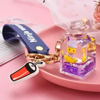 Cute Quicksand Little Yellow Duck Dinosaur Perfume Bottle Acrylic Keychain Wholesale Nihaowholesale sku image 2