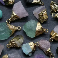Crystal Agate Stone Rough Stone Gilding Electroplated Small Pendant Semi-finished Diy Bracelet Necklace Earrings Jewelry Material main image 1