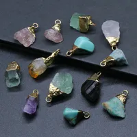 Crystal Agate Stone Rough Stone Gilding Electroplated Small Pendant Semi-finished Diy Bracelet Necklace Earrings Jewelry Material main image 2