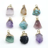 Crystal Agate Stone Rough Stone Gilding Electroplated Small Pendant Semi-finished Diy Bracelet Necklace Earrings Jewelry Material main image 3