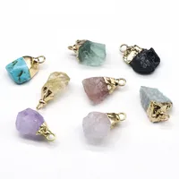 Crystal Agate Stone Rough Stone Gilding Electroplated Small Pendant Semi-finished Diy Bracelet Necklace Earrings Jewelry Material main image 4