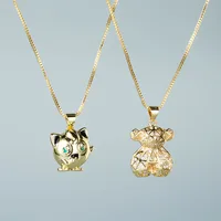 Europe And America Cross Border Copper Plated Gold Micro Inlaid Zircon Bear Exotic Dog Pendant Necklace Ins Internet Celebrity Animal Clavicle Chain main image 1