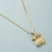 Europe And America Cross Border Copper Plated Gold Micro Inlaid Zircon Bear Exotic Dog Pendant Necklace Ins Internet Celebrity Animal Clavicle Chain main image 2