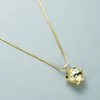 Europe And America Cross Border Copper Plated Gold Micro Inlaid Zircon Bear Exotic Dog Pendant Necklace Ins Internet Celebrity Animal Clavicle Chain main image 3