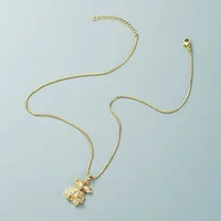 Europe And America Cross Border Copper Plated Gold Micro Inlaid Zircon Bear Exotic Dog Pendant Necklace Ins Internet Celebrity Animal Clavicle Chain main image 4