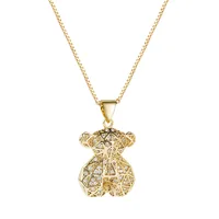 Europe And America Cross Border Copper Plated Gold Micro Inlaid Zircon Bear Exotic Dog Pendant Necklace Ins Internet Celebrity Animal Clavicle Chain main image 5
