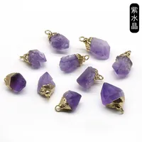 Crystal Agate Stone Rough Stone Gilding Electroplated Small Pendant Semi-finished Diy Bracelet Necklace Earrings Jewelry Material sku image 1
