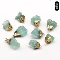 Crystal Agate Stone Rough Stone Gilding Electroplated Small Pendant Semi-finished Diy Bracelet Necklace Earrings Jewelry Material sku image 2