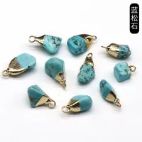 Crystal Agate Stone Rough Stone Gilding Electroplated Small Pendant Semi-finished Diy Bracelet Necklace Earrings Jewelry Material sku image 3