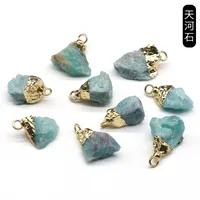 Crystal Agate Stone Rough Stone Gilding Electroplated Small Pendant Semi-finished Diy Bracelet Necklace Earrings Jewelry Material sku image 4