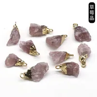 Crystal Agate Stone Rough Stone Gilding Electroplated Small Pendant Semi-finished Diy Bracelet Necklace Earrings Jewelry Material sku image 5