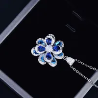European And American Temperament Color Zircon Flower Earrings Simple Three-dimensional Camellia Pendant Open Ring sku image 3