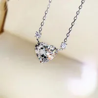 Tik Tok Live Stream Heart-shaped Necklace Female Clavicle Chain Ins Advanced Design Sense Temperament Wild High Carbon Diamond Pink Pendant sku image 3