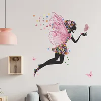New Butterfly Flower Elf Girl Dancing Bedroom Wall Decoration Sticker Wholesale Nihaowholesale main image 1