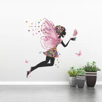 New Butterfly Flower Elf Girl Dancing Bedroom Wall Decoration Sticker Wholesale Nihaowholesale main image 2
