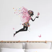 New Butterfly Flower Elf Girl Dancing Bedroom Wall Decoration Sticker Wholesale Nihaowholesale main image 3