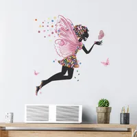 New Butterfly Flower Elf Girl Dancing Bedroom Wall Decoration Sticker Wholesale Nihaowholesale main image 4