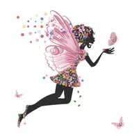 New Butterfly Flower Elf Girl Dancing Bedroom Wall Decoration Sticker Wholesale Nihaowholesale main image 5
