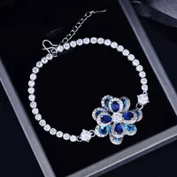 European And American Temperament Color Zircon Flower Earrings Simple Three-dimensional Camellia Pendant Open Ring main image 5