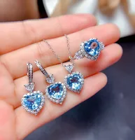 Live Broadcast New Imitation Natural Blue Switzerland Topaz Topaz Blue Set Rings Eardrop Pendant Mozambique Garnet Ear Studs main image 1