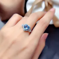 Live Broadcast New Imitation Natural Blue Switzerland Topaz Topaz Blue Set Rings Eardrop Pendant Mozambique Garnet Ear Studs main image 5