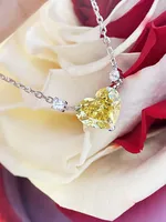 Tik Tok Live Stream Heart-shaped Necklace Female Clavicle Chain Ins Advanced Design Sense Temperament Wild High Carbon Diamond Pink Pendant main image 3