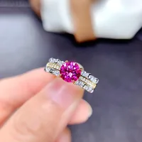 Moissan Diamond Ring Hearts And Arrows High Carbon Diamond Pink Color Treasure Ring main image 5