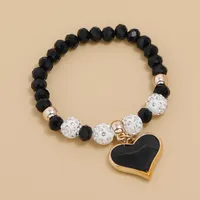 New Simple Crystal Bracelet Female Dripping Oil Black Peach Heart Bracelet Jewelry main image 2