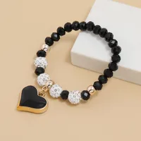 New Simple Crystal Bracelet Female Dripping Oil Black Peach Heart Bracelet Jewelry main image 3
