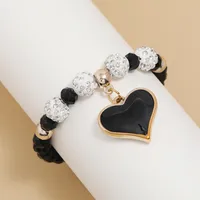 New Simple Crystal Bracelet Female Dripping Oil Black Peach Heart Bracelet Jewelry main image 4