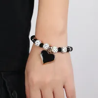 New Simple Crystal Bracelet Female Dripping Oil Black Peach Heart Bracelet Jewelry main image 5