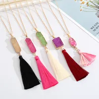 Geometric Resin Necklace Multicolor Pendant Tassel Sweater Chain Autumn And Winter New Chain main image 1