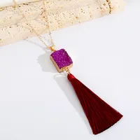 Geometric Resin Necklace Multicolor Pendant Tassel Sweater Chain Autumn And Winter New Chain sku image 4