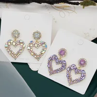 925 Silver Needle South Korea Temperament Color Diamond Earrings Exaggerated Love Earrings main image 3