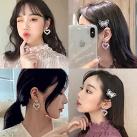 925 Silver Needle South Korea Temperament Color Diamond Earrings Exaggerated Love Earrings main image 4