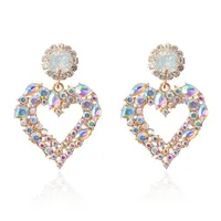 925 Silver Needle South Korea Temperament Color Diamond Earrings Exaggerated Love Earrings main image 5