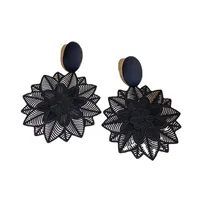 Exaggerated Black Flower Earrings Temperament Ear Jewelry main image 5