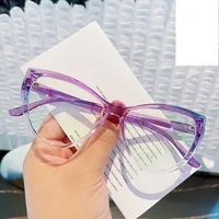 Retro Cat Eye Anti-blue Light Plain Glasses Frame New Flat Mirror main image 1