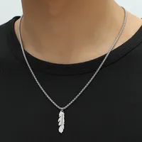 Fashion Simple Feather Necklace Personalized Stainless Steel Leaf Pendant Cross-border Jewelry main image 1