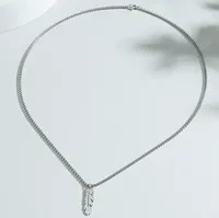 Fashion Simple Feather Necklace Personalized Stainless Steel Leaf Pendant Cross-border Jewelry main image 2