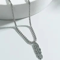 Fashion Simple Feather Necklace Personalized Stainless Steel Leaf Pendant Cross-border Jewelry main image 3