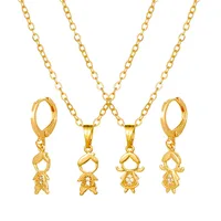 Boy And Girl Necklace Set European And American Creative Cartoon Family Earrings Necklace Couple Accessories main image 1