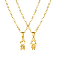 Boy And Girl Necklace Set European And American Creative Cartoon Family Earrings Necklace Couple Accessories sku image 2