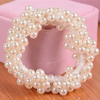 Pure Color Artificial Pearl Elastic Hair Rope main image 2