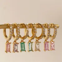 Rectangular Pendant Brass Fashion Earrings Wholesale Jewelry Nihaowholesale main image 1